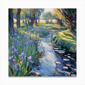 Soft Stitched Dreams: Monet's Floral Oasis Canvas Print
