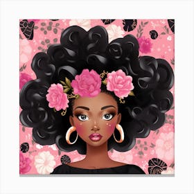 Afro Girl With Flowers 3 Canvas Print