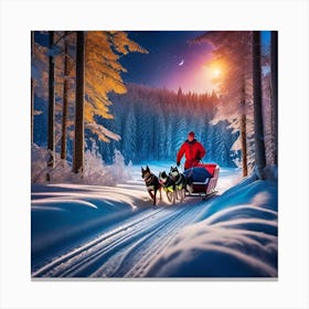 Sled Dog In The Snow Canvas Print
