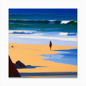 Man Walking On The Beach Canvas Print