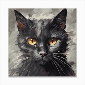 Black Cat Painting Canvas Print