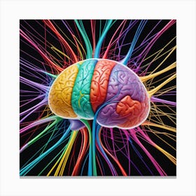 Brain With Colorful Wires 2 Canvas Print
