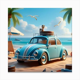 Herbie The Beetle At A Beautiful Beach 2 Canvas Print