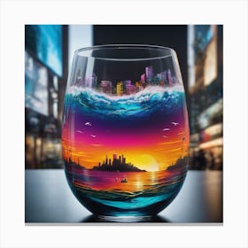 Sunset City In A Glass Canvas Print