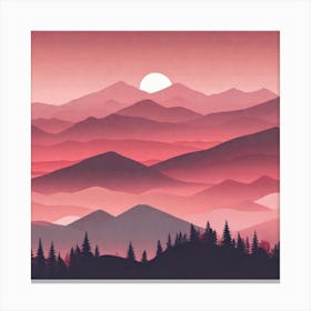 Misty mountains background in red tone 62 Canvas Print