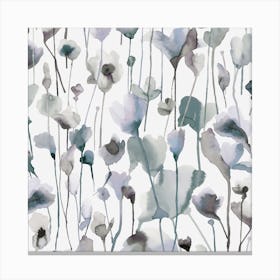 Summer Wild Rustic Flowers Neutral Cold Square Canvas Print