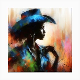 Woman In Cowboy Hat Canvas Print