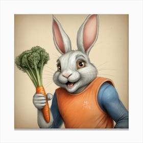 Rabbit Holding Broccoli Canvas Print