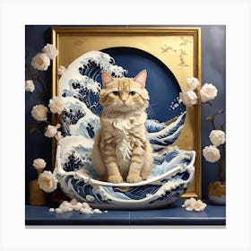 Cat In A Bowl Canvas Print