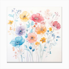 Pastel Colorful Flowers 2 Canvas Print