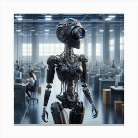 Robot In The Office 3 Canvas Print