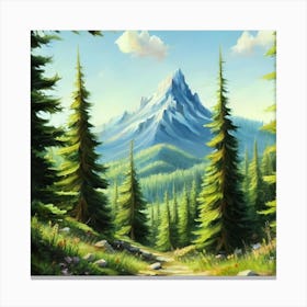 Path To The Mountains trees pines forest 10 Canvas Print