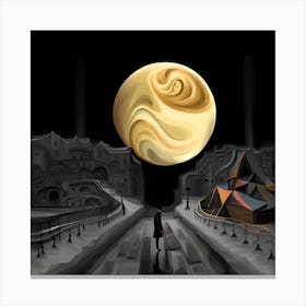 Moon Over The City Canvas Print