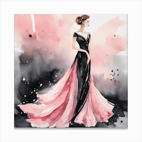 Watercolor Of A Woman In A Dress 6 Canvas Print