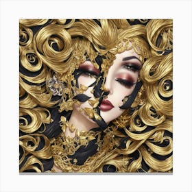 Default Gold Lips Makeup Trendy Wall Art 2 Canvas Print