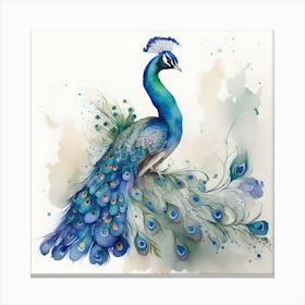Sdxl 09 Watercolour Of A Peacock Bird 2 Upscaled Upscaled Canvas Print