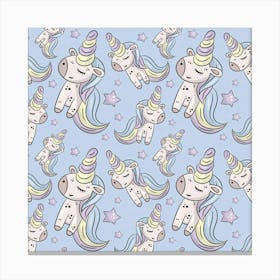 Pattern With Cute Unicorns Canvas Print