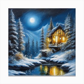 Cabin In The Snow 2 Canvas Print