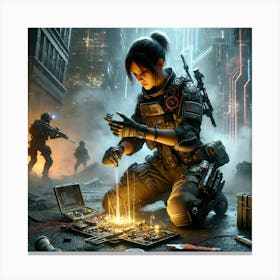 A Sci Fi Depiction Of Maya Ryen Demonstrating Her Explosives Expert Canvas Print