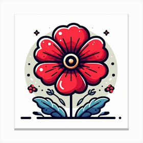 Large red poppy flower, Vector art Canvas Print