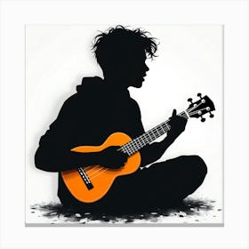 Silhouette Of A Man Playing Ukulele Canvas Print