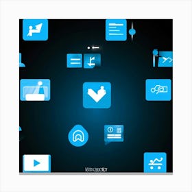 People Control Holiday Set Mass Media Service Device Icon Food Industry Blue Information (25) Canvas Print