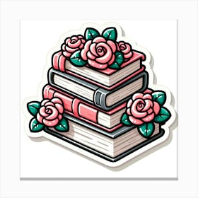 Roses On Books 1 Canvas Print