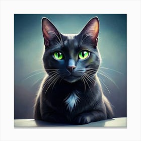 Black Cat With Green Eyes Canvas Print