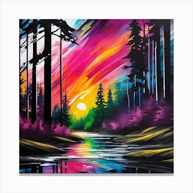 Sunset In The Forest 2 Canvas Print