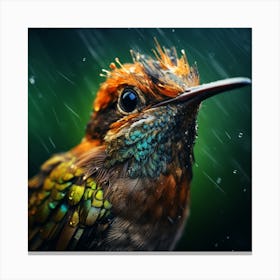 Hummingbird In Rain Canvas Print