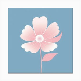 A White And Pink Flower In Minimalist Style Square Composition 449 Canvas Print
