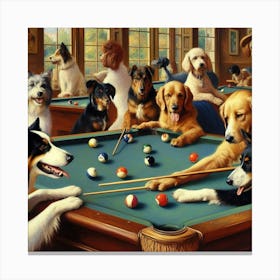 Dogs playing pool 2 Canvas Print