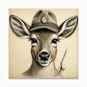 Deer In A Hat 14 Canvas Print