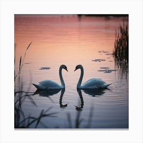 Swan Lake At Twilight 1 Canvas Print