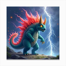 Monster With A Colorful Watercolor Lightning Storm 1 Canvas Print