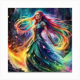Rainbow - Haired Girl Canvas Print