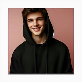 Portrait Of A Young Man Wearing A Hoodie Canvas Print