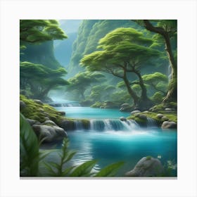 Waterfall In The Forest 4 Canvas Print