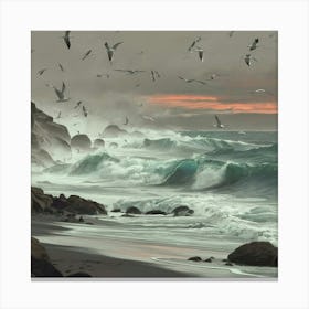 A Serene And Detailed Illustration Of A Seascape W Cedg0syyt6ke8ovy Canvas Print