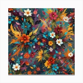 Colorful Flowers yellow and red and white Canvas Print