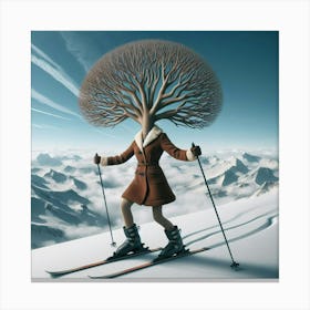 Skier In The Snow Canvas Print