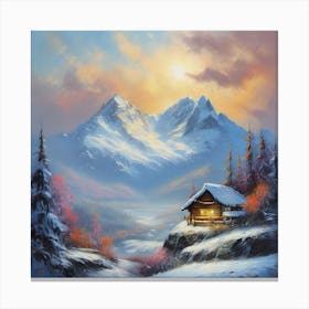 Cabin In The Snow 1 Canvas Print