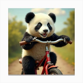 Flux Dev A Young Adorable Giant Panda With Shiny Black Fur And 2 Canvas Print