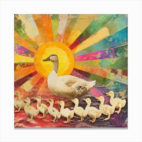 Duck & Duckling Rainbow Collage Canvas Print