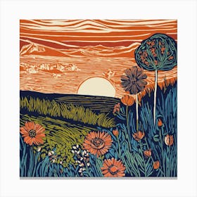 Sunset In The Meadow Canvas Print