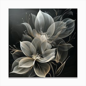 Flowers On A Black Background Canvas Print