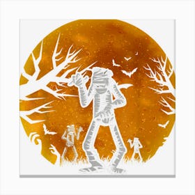 Spooky Mummy Lover Full Moon Halloween Costume Mummy Canvas Print