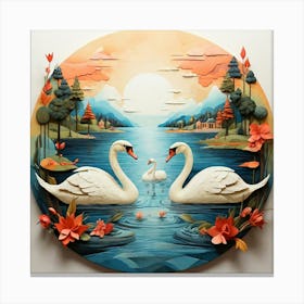 Lake and swans Canvas Print