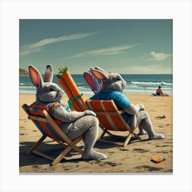 Rabbits On The Beach 3 Canvas Print