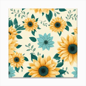 Sunflowers White Background Canvas Print